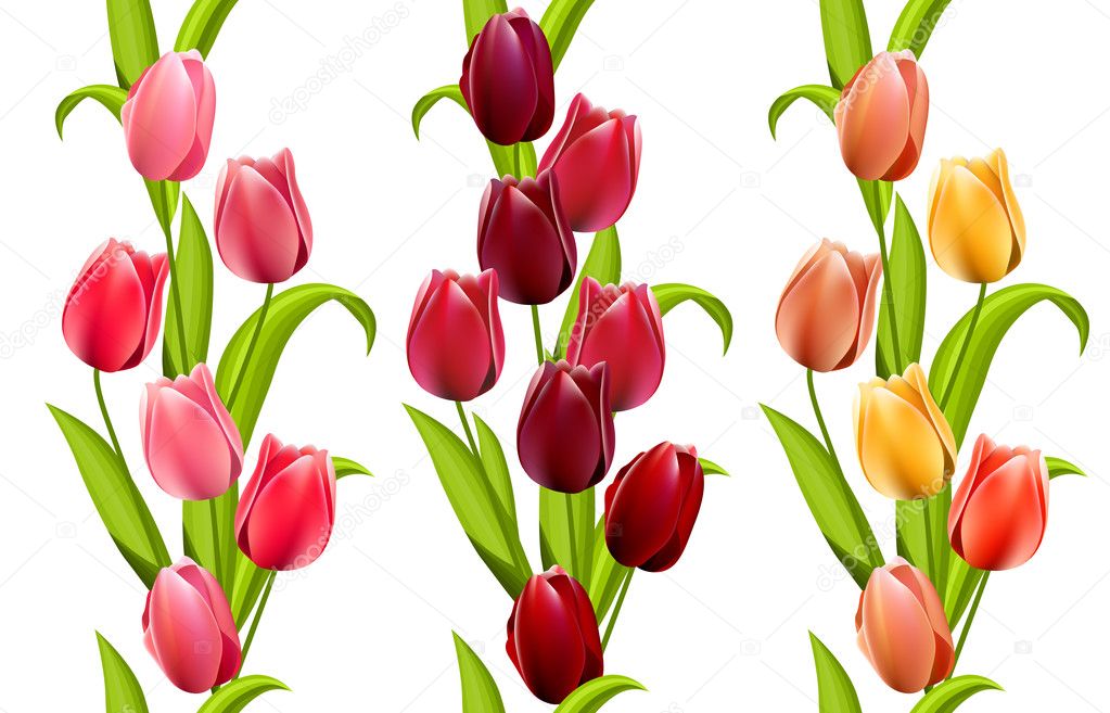 Vertical seamless patterns with tulips