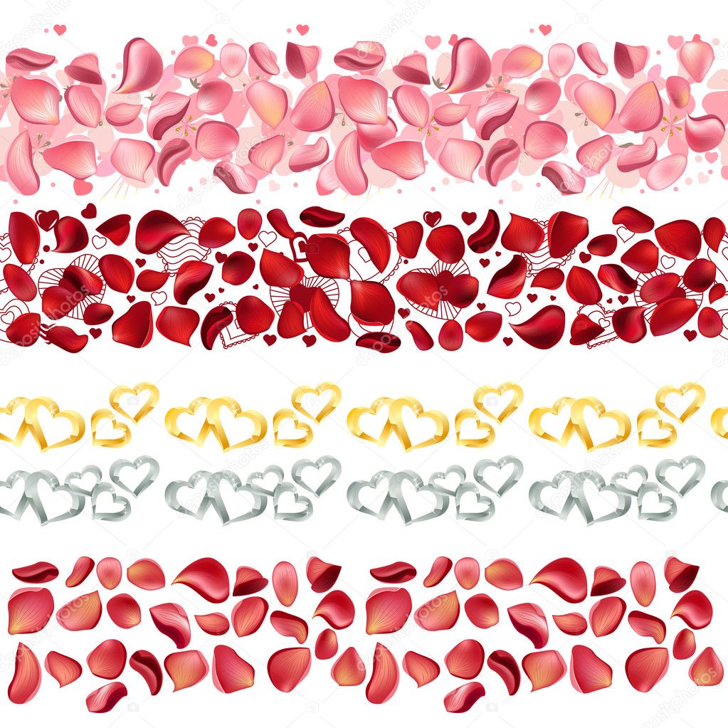 Seamless borders made of rose petals