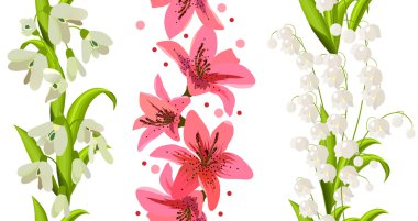 Samless borders made of flowers clipart