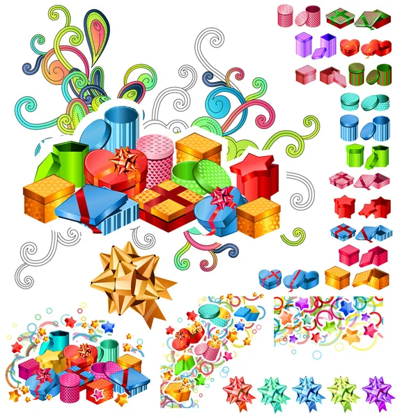 Big Collection of Gift Boxes — Stock Vector