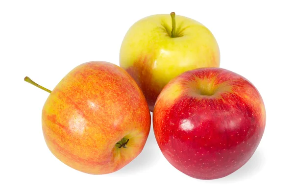 stock image Three colour apples on white