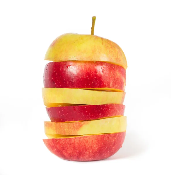 stock image Red with yellow apple on white