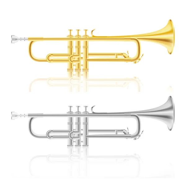 Golden and silver trumpet — Stock Vector