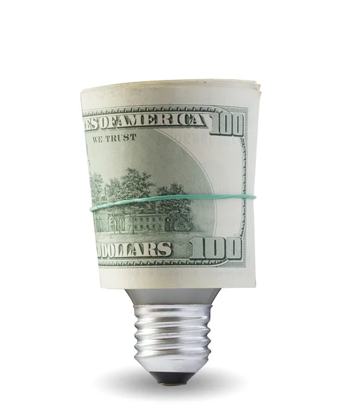 Лампа с долларами — стоковое фото
