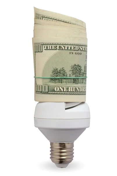 Lamp with dollars — Stock Photo, Image