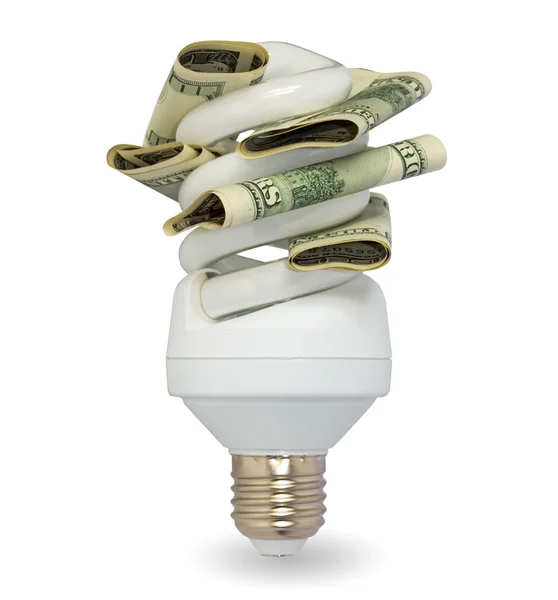Lamp with dollars — Stock Photo, Image