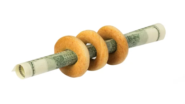 Bagels con dólares — Foto de Stock