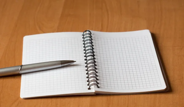 Açık not defteri ve kalem — Stok fotoğraf