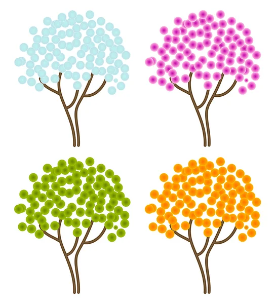 Quatro árvores abstratas temporada — Vetor de Stock
