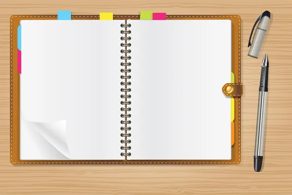 打开日记和一支笔 — 图库矢量图片