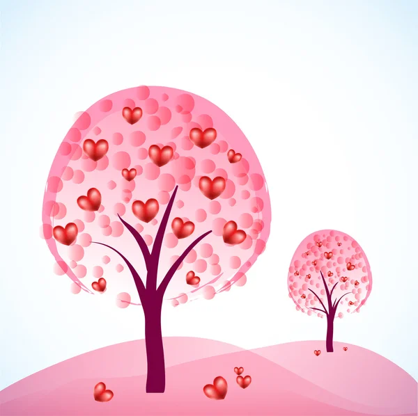 Abstract trees with hearts — Stock Vector