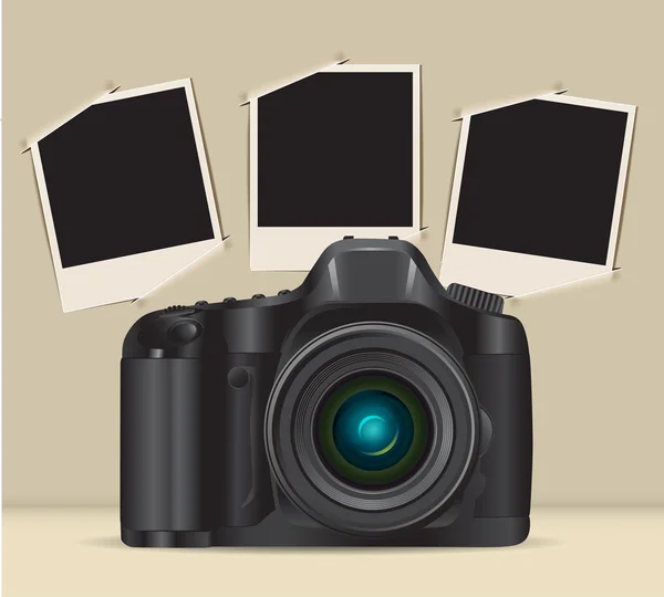 Camera and photo frames — Stock Vector