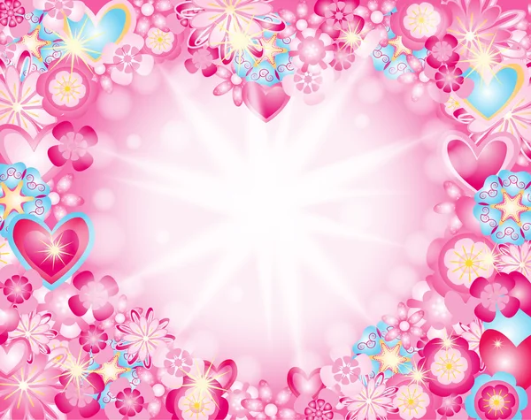 Coeur fait de fleurs étoiles et rayons — Image vectorielle