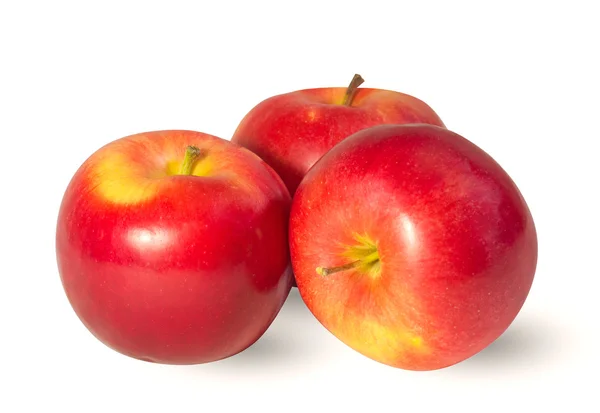 stock image Red with yellow apple on white