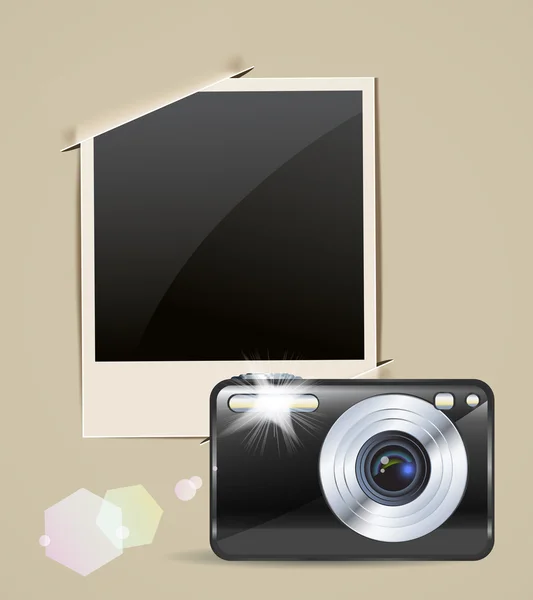 stock vector Camera and photo frame