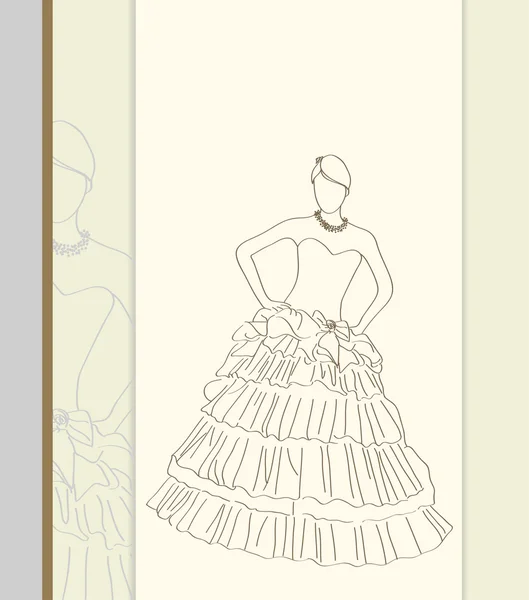 Свадебное платье в линейном стиле — стоковый вектор
