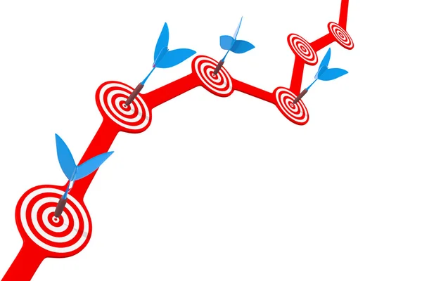 Darts und eine Zielscheibe auf dem Diagramm — Stockfoto