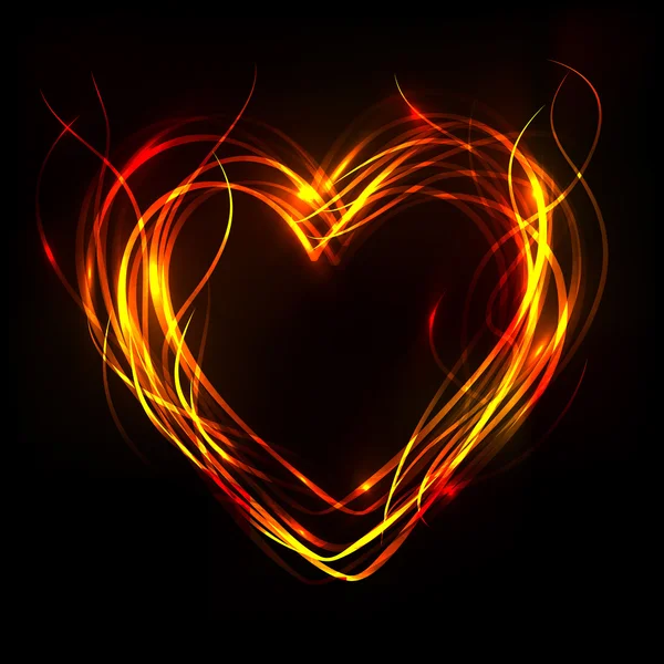 Corazón ardiente. ilustración vectorial — Vector de stock