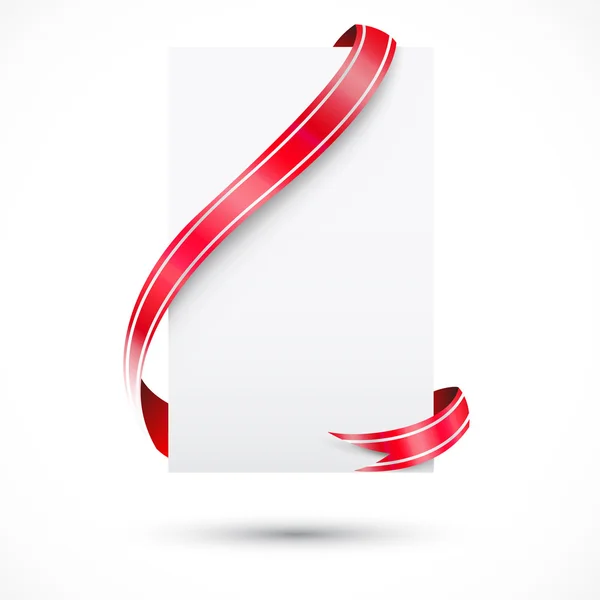 Ρεαλιστική Λευκά χαρτί και κόκκινη κορδέλα — Διανυσματικό Αρχείο