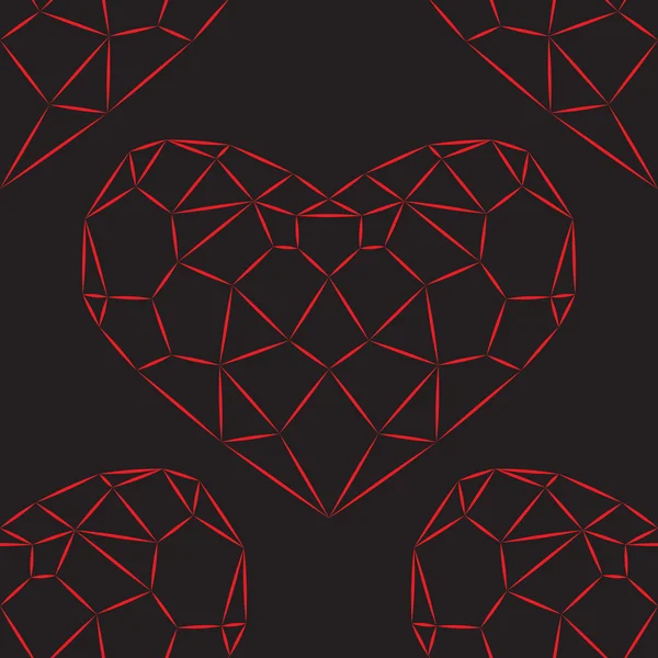 Бесшовный шаблон. Алмаз красных сердец — стоковый вектор