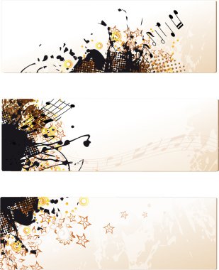 Yellow grunge banner set clipart