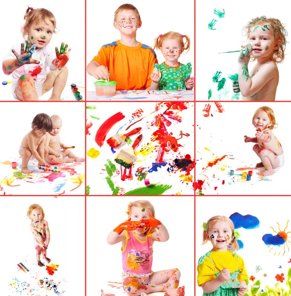 Crianças com pintura — Fotografia de Stock