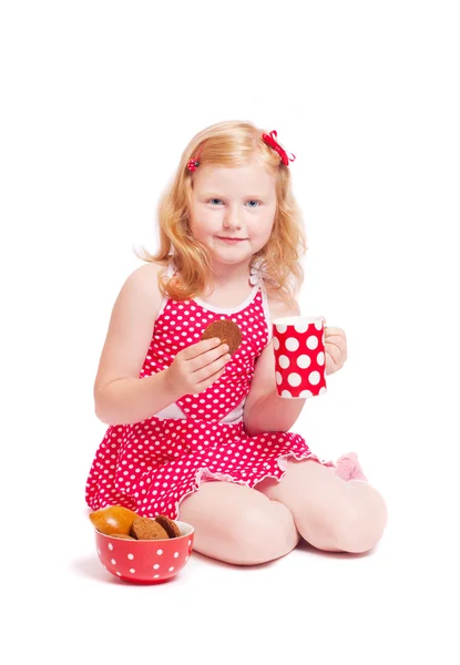 Little girl with cup — Stock Photo, Image