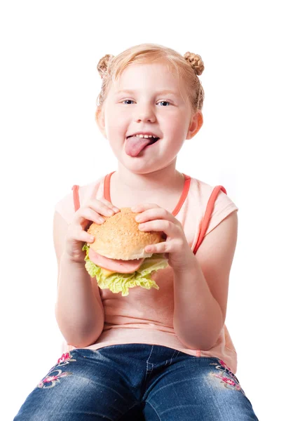 Lustiges Mädchen mit Essen — Stockfoto