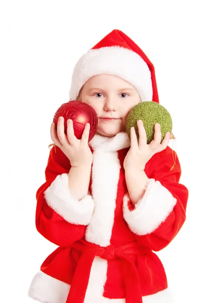 クリスマス ボールと小さな女の子 — ストック写真