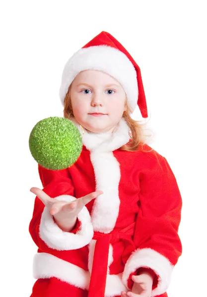 Holčička s vánoční koule — Stock fotografie
