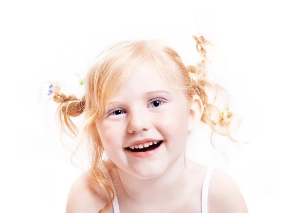 Щаслива дівчина ізольована на білому — стокове фото