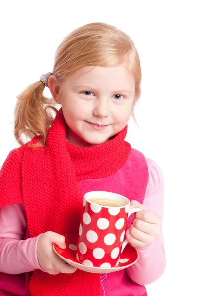 Sorridi ragazza con tazza — Foto Stock