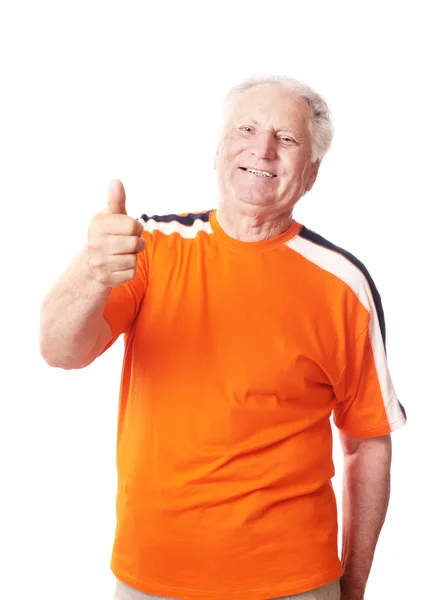 행복 한 노인 남자 흰색 절연 — 스톡 사진
