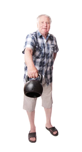 Elderly men with weight — Stock Photo, Image