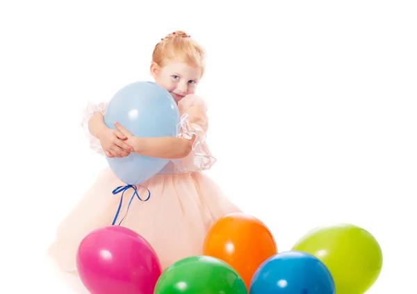 带着气球的快乐女孩 — 图库照片