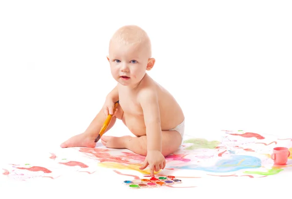 Baby mit Farbe — Stockfoto