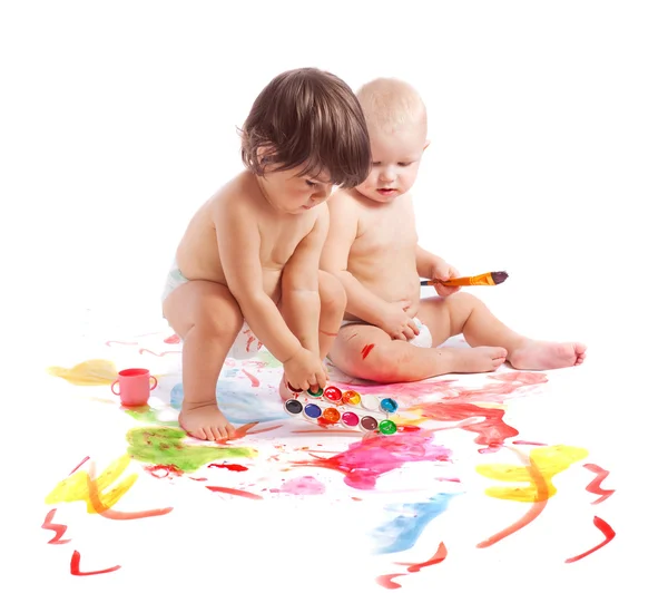 Children whith paint — Stock Photo, Image