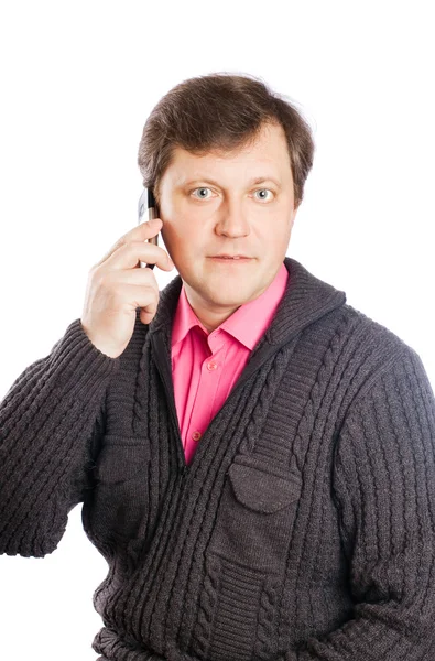 Человек, делающий телефонный звонок — стоковое фото