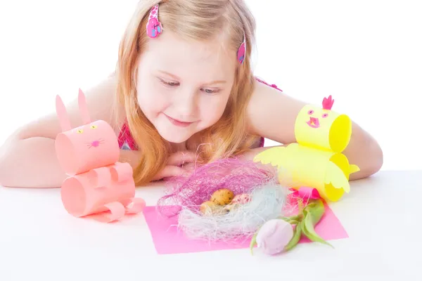 Smile girl with easter decoration — Stock Photo, Image