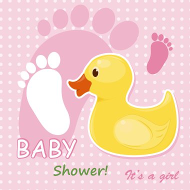 Baby girl arrival card clipart