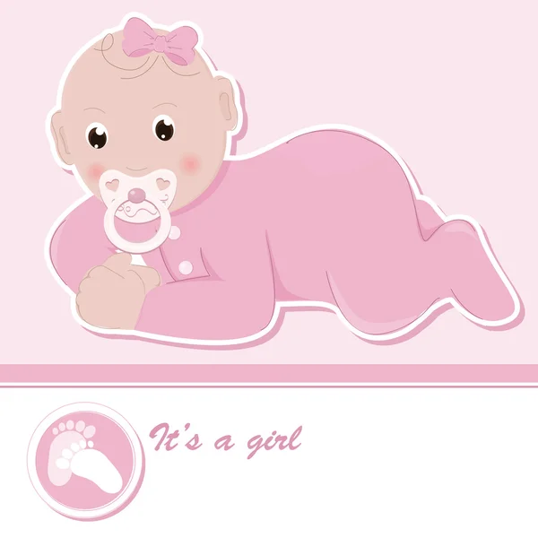 Baby girl arrival announcement card — Stock Vector
