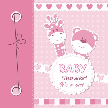 Vector baby girl scrapbook card clipart