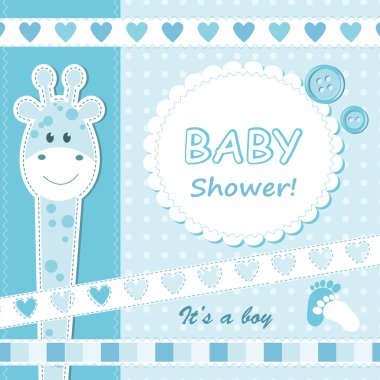 Baby boy announcement card. clipart