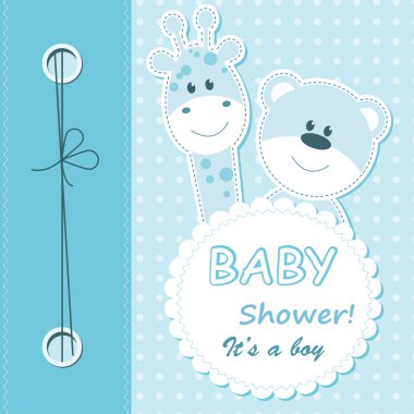 Vector baby boy scrapbook card clipart