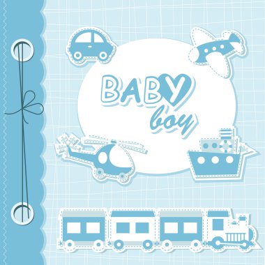 Vector baby boy scrapbook clipart