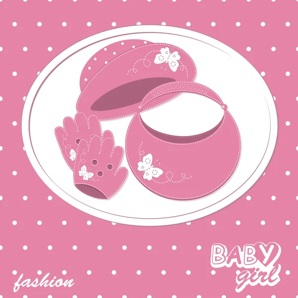 Vector baby girl scrapbook carte d'arrivée — Image vectorielle