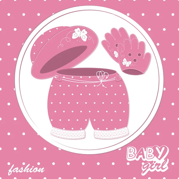 Vector baby girl scrapbook carte d'arrivée — Image vectorielle