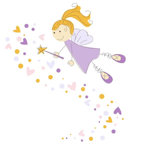Illustration vectorielle d'une fée avec bâton magique — Image vectorielle