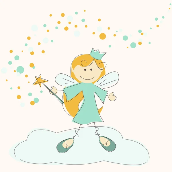 Vector illustration of a fairy with magic stick — Stock Vector