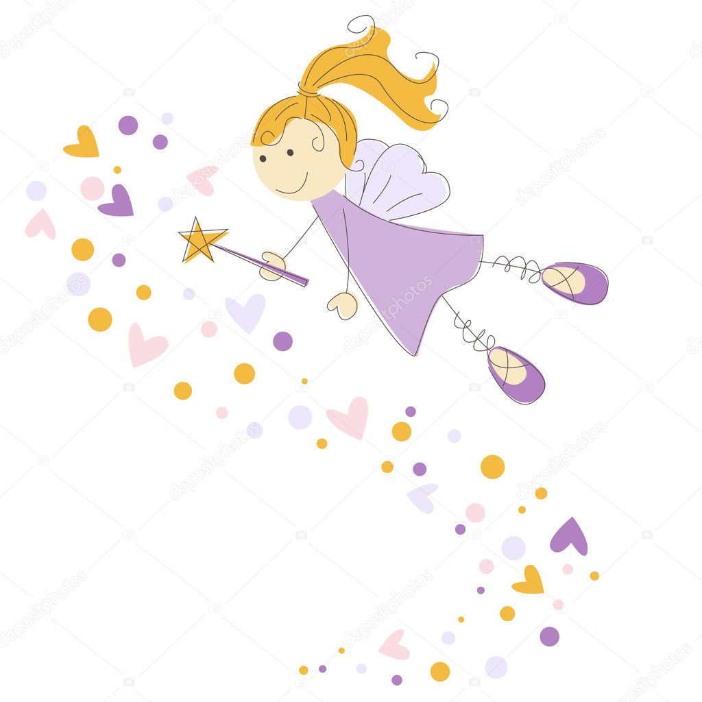 Vector illustration of a fairy with magic stick